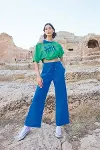 Kısa Kollu “Never Give Up” 3’lü Crop Eşofman Takımı-4