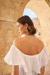Pamuklu Kayık Yakalı Elbise-2