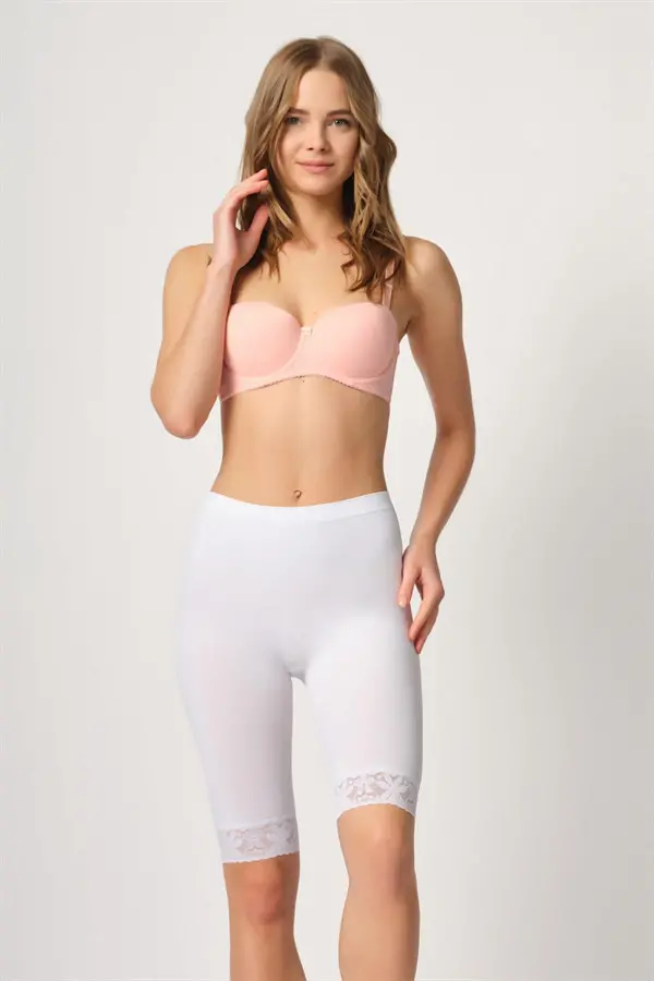 Beyaz MI Emay 3004 Soft Uzun Paça Dantel Boxer