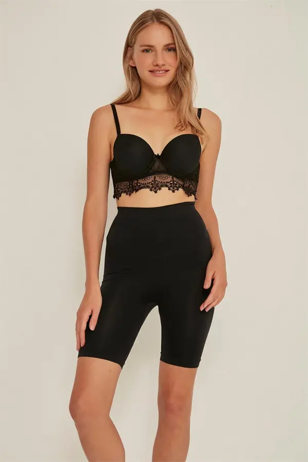 Siyah MI Emay 3005 Soft Uzun Paçalı Boxer Korse
