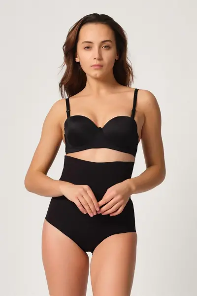 Siyah MI Emay 2708 Lazer Yüksek Bel Kesim Slip Hayalet Korse