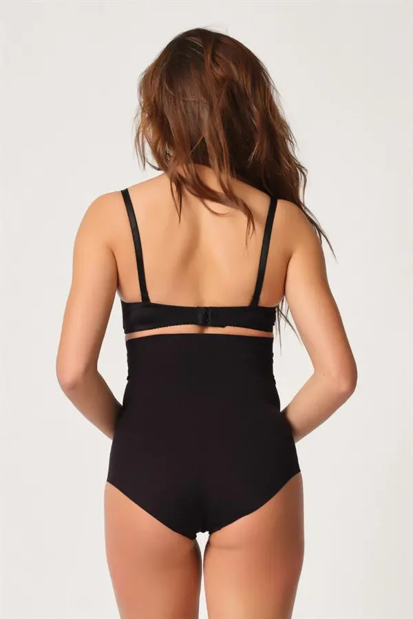 Siyah MI Emay 2708 Lazer Yüksek Bel Kesim Slip Hayalet Korse-2