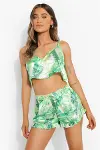 Yeşil Fırfırlı Şortlu Pijama Takımı-3