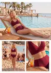 Closet Şık Tasarım Burgulu Hızlı Kuruyan Bordo Yüksek Bel Bikini Takımı-3