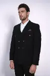 Kruvaze Slimfit Siyah Ceket - Wessi-4