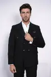 Kruvaze Slimfit Siyah Ceket - Wessi-6