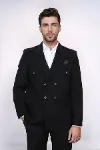 Kruvaze Slimfit Siyah Ceket - Wessi-1