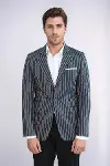 Çizgili Koyu Slim Fit Lacivert Erkek Ceket - Wessi-2