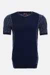 Bisiklet Yaka Kenarları Desenli Lacivert Örme T-shirt | Wessi-3