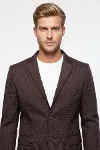 Kapitone Kahverengi Slim Fit Ceket - Wessi-2