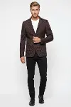 Kapitone Kahverengi Slim Fit Ceket - Wessi-3