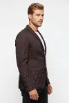 Kapitone Kahverengi Slim Fit Ceket - Wessi-4