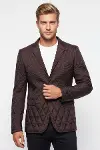 Kapitone Kahverengi Slim Fit Ceket - Wessi-1