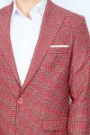 Kendinden Desenli Slim Fit Bordo Ceket - Wessi-2