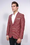 Kendinden Desenli Slim Fit Bordo Ceket - Wessi-4