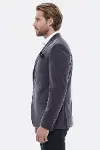 Kadife Slim Fit Gri Erkek Ceket - Wessi-4