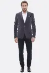 Kadife Slim Fit Gri Erkek Ceket - Wessi-5