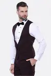Desenli Bordo Velvet Çıkma Yaka Takım Elbise - Wessi-3