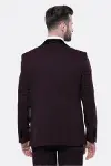 Desenli Bordo Velvet Çıkma Yaka Takım Elbise - Wessi-8