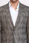 Kare Desenli Slim Fit Kahverengi Erkek Ceket - Wessi-2