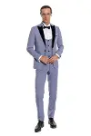 Kadife Yaka Slim Fit Açık Mavi Erkek Damatlık - Wessi-3