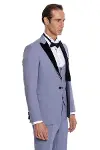 Kadife Yaka Slim Fit Açık Mavi Erkek Damatlık - Wessi-6