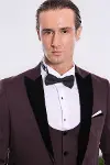 Kadife Yaka Slim Fit Bordo Erkek Damatlık - Wessi-2