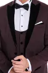 Kadife Yaka Slim Fit Bordo Erkek Damatlık - Wessi-3