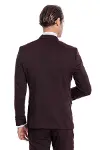 Kadife Yaka Slim Fit Bordo Erkek Damatlık - Wessi-7