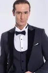 Velvet Yakalı Slim Fit Lacivert Erkek Damatlık - Wessi-2