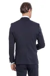 Velvet Yakalı Slim Fit Lacivert Erkek Damatlık - Wessi-6