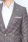 Kendinden Desenli Slim Fit Lacivert Ceket - Wessi-2