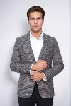 Kendinden Desenli Slim Fit Lacivert Ceket - Wessi-5