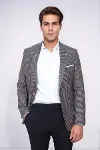 Kendinden Desenli Slim Fit Lacivert Ceket - Wessi-1