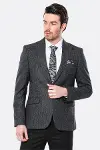 Sivri Yaka Tek Düğme Füme Slim Fit Ceket - Wessi-3