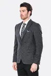 Sivri Yaka Tek Düğme Füme Slim Fit Ceket - Wessi-5
