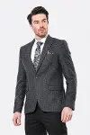 Sivri Yaka Tek Düğme Füme Slim Fit Ceket - Wessi-1