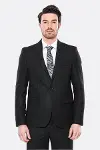 Sivri Yaka Tek Düğme Siyah Slim Fit Ceket | Wessi-2