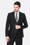 Sivri Yaka Tek Düğme Siyah Slim Fit Ceket | Wessi-4