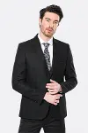 Sivri Yaka Tek Düğme Siyah Slim Fit Ceket | Wessi-1
