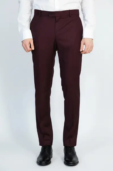 Desensiz Bordo Erkek Kumaş Pantolon - Wessi