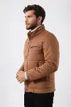 Dik Yaka Fermuarlı Taba Erkek Kapitone Mont - Wessi-3