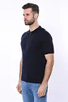 Polo Yaka Lacivert Düz Örme Erkek T-shirt - Wessi-4