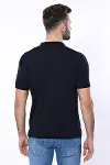 Polo Yaka Lacivert Düz Örme Erkek T-shirt - Wessi-5