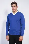 V Yaka İndigo Triko - Wessi-4