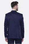 Desenli Velvet Yaka Lacivert Takım Elbise | Wessi-7