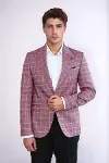 Tek Düğme Geniş Sivri Yaka Bordo Ceket - Wessi-4