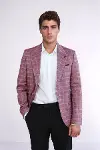 Tek Düğme Geniş Sivri Yaka Bordo Ceket - Wessi-1