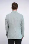 Kruvaze Slim Fit Çizgili Gri Erkek Ceket - Wessi-6