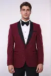 Bordo Şal Yaka Simli Smokin Ceket | Wessi-3
